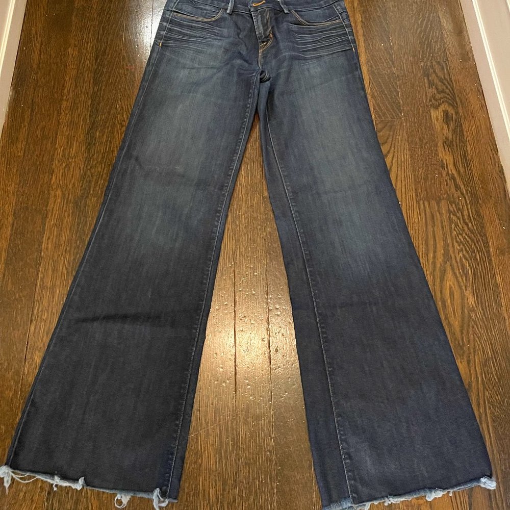 J Brand Wide Leg Flare Jeans, raw edge. Sz 28